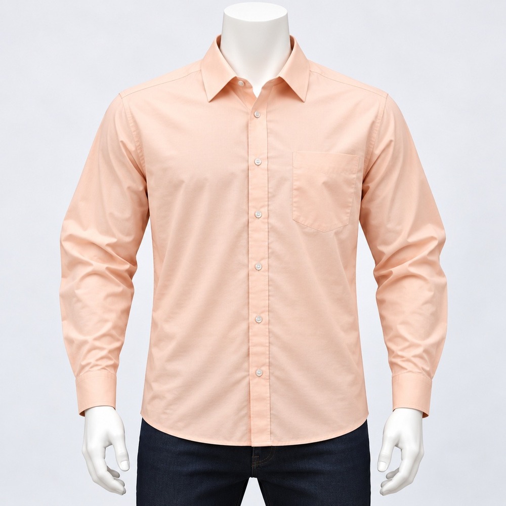 Nordstrom Smartcare Dress Shirt Mens 17 35 Peach Wrinkle Free Traditional Fit